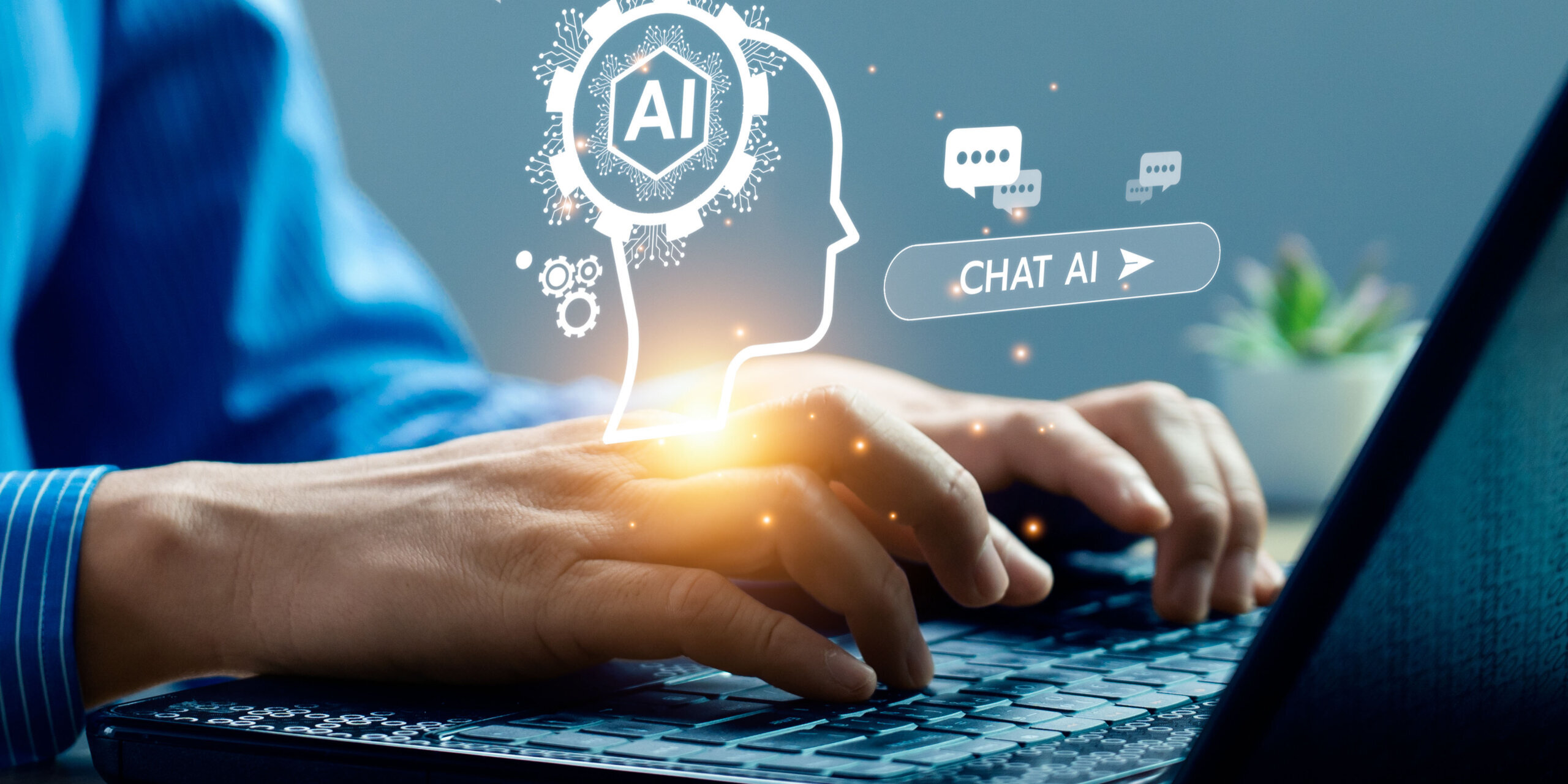 Business people using artificial intelligence AI, search for information using an artificial intelligence chatbot. smart technology by inputting. future technology information, Open AI